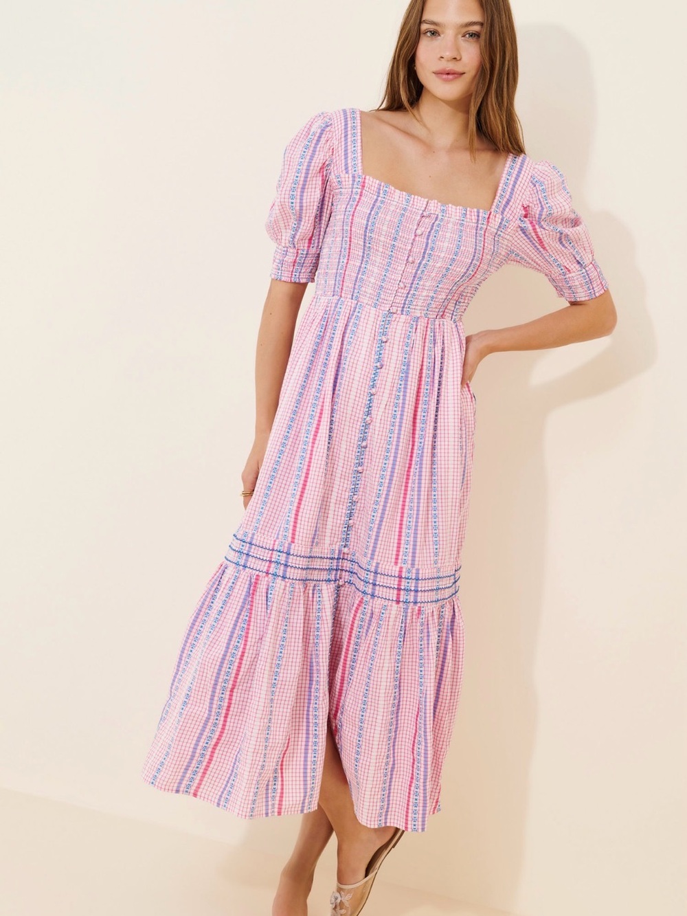 Anthropologie Peregrine Puff Sleeve Midi Dress
